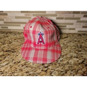 LOS ANGELES ANGELS CAP HAT MLB RED LA ANAHEIM PLAID BASEBALL ADJUSTABLE